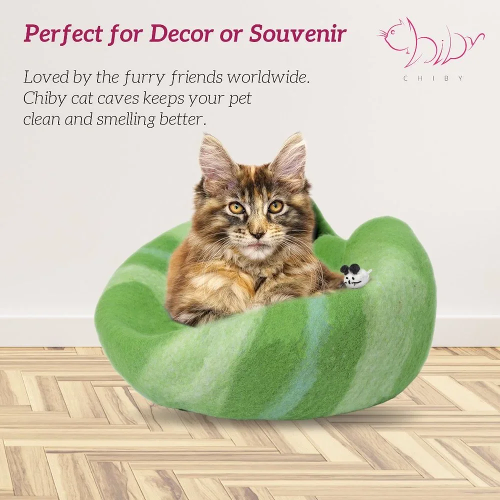 Premium Cat Bed Cave (Large/Medium) - Eco Friendly 100% Merino Wool Beds for Cat